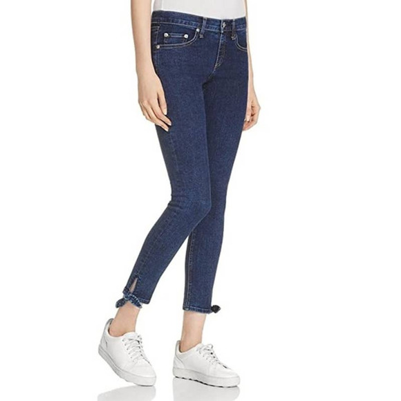 rag & bone Denim - Rag & Bone Stevie Ankle Tie Bow Hem Denim Dark Wash Jeans Size 27